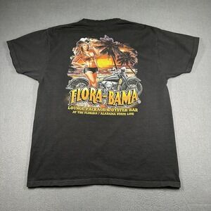 Flora-Bama Shirt Mens Large Black Lounge Oyster Bar Beach Motorcycle Graphic